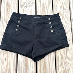 Blackheart Shorts Juniors Size 11 Black Nautical High Rise Goth Flat Front